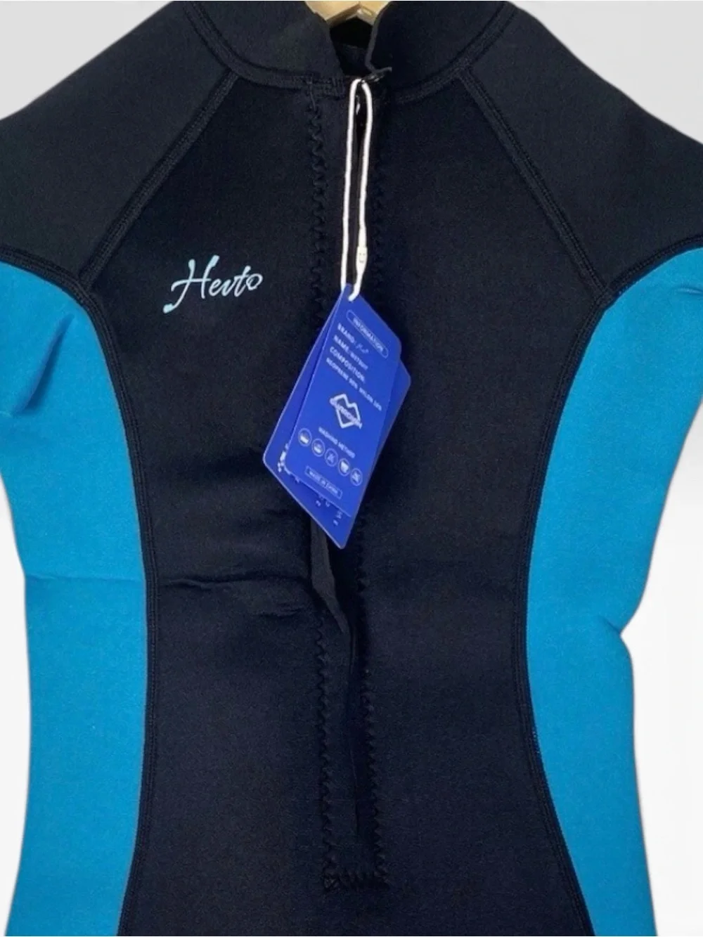 Kids/Youth Black & Teal Neoprene Swim Shorty -